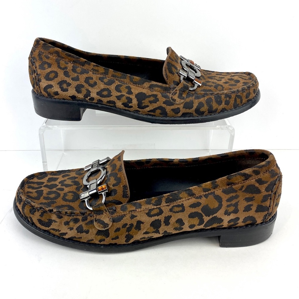 Stuart Weitzman Suede Leopard Print Loafers size 6.5